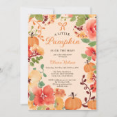 Invitation Fall Boho Little citrouille pêche baby shower flor (Devant)