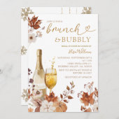 Invitation Fall Bridal Brunch & Bubbly Autumn Engagement  (Devant / Derrière)