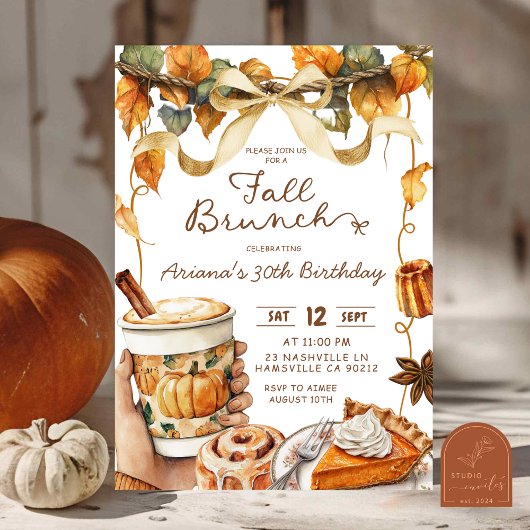 Invitation fall coquette pumpkin brunch birthday party 
