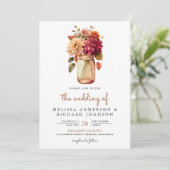 Invitation Fall Dahlia Floral Mason Jar QR Code Mariage (Debout devant)