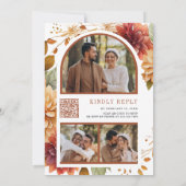 Invitation Fall Dahlia Floral Mason Jar QR Code Mariage (Dos)