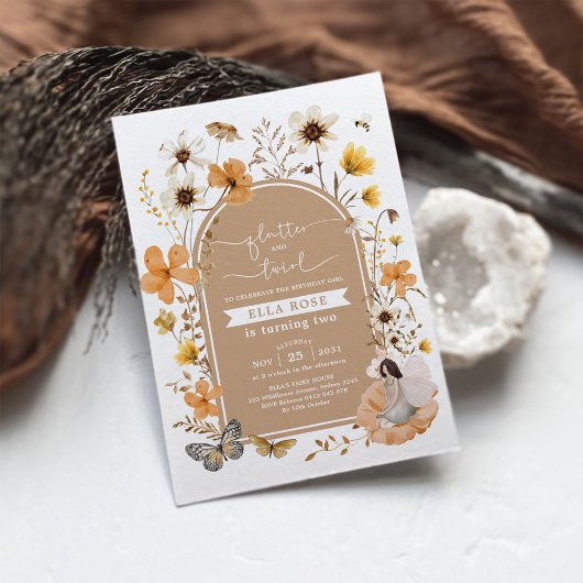 Invitation Fall Fairy Boho Fleur sauvage Jardin Fête d'annive