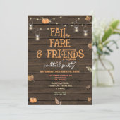 Invitation Fall, Fare & Friends Rustic Wood Cocktail Party (Debout devant)