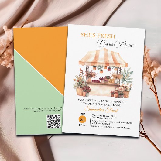 Invitation Fall Floral 'Off the Market' QR Code Bridal Shower