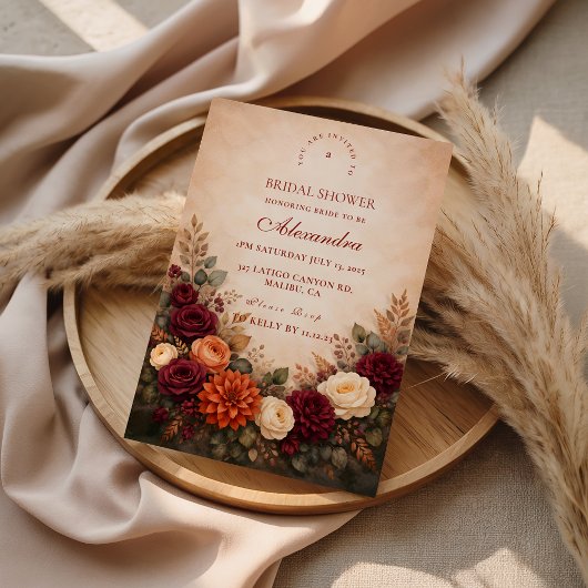 Invitation Fall Floral Romance Bridal Shower