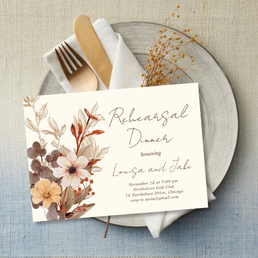 Invitation Fall Florals Rehearsal Dinner