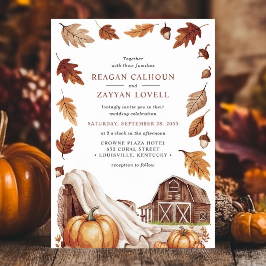 Invitation Fall Foliage Grange Mariage