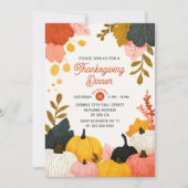 Invitation Fall Foliage Vibrant Pumpkins Thanksgiving Dinner  (Devant)