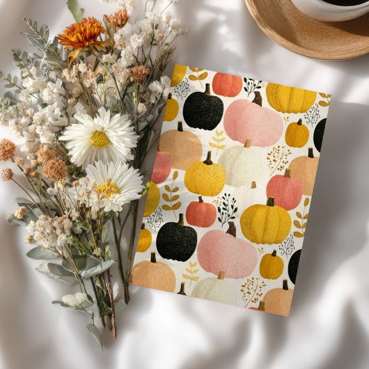 Invitation Fall Foliage Vibrant Pumpkins Thanksgiving Dinner 