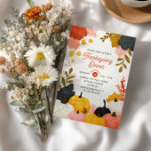 Invitation Fall Foliage Vibrant Pumpkins Thanksgiving Dinner 