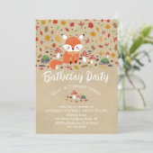 Invitation Fall Fox Enfants Sandy Woodland fête d'anniversair (Debout devant)