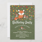 Invitation Fall Fox Enfants Woodland fête d'anniversaire (Devant)