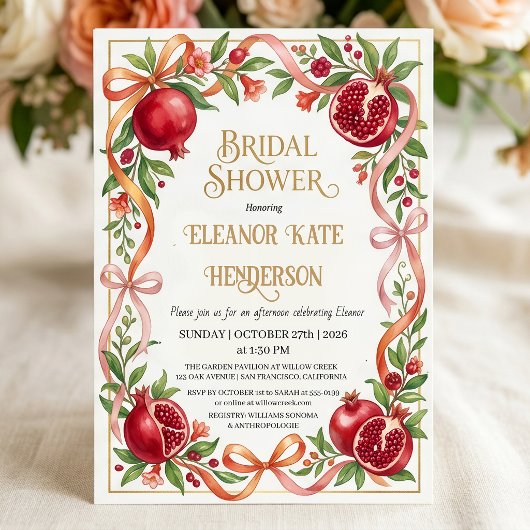 Invitation Fall Garden Pomegranate Bridal Shower