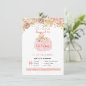 Invitation Fall Girl Gold Citrouille 1er anniversaire (Debout devant)