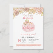 Invitation Fall Girl Gold Citrouille 1er anniversaire (Devant)