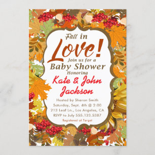 Invitation Fall in Love - Autumn Leaves Baby shower