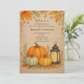 Invitation Fall in Love Blue Pumpkin Baby Shower (Debout devant)