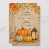 Invitation Fall in Love Blue Pumpkin Baby Shower (Devant / Derrière)