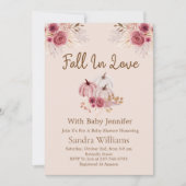 Invitation Fall In Love Boho Pink Pumpkin Autumn Baby Shower (Devant)