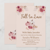 Invitation Fall In Love Boho Pink Pumpkin Autumn Baby Shower (Devant / Derrière)