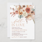 Invitation Fall In Love Boho Terracotta Flowers Bridal Shower (Devant)