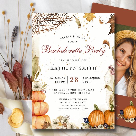 Invitation Fall In Love Citrouille Botanical Bachelorette Par
