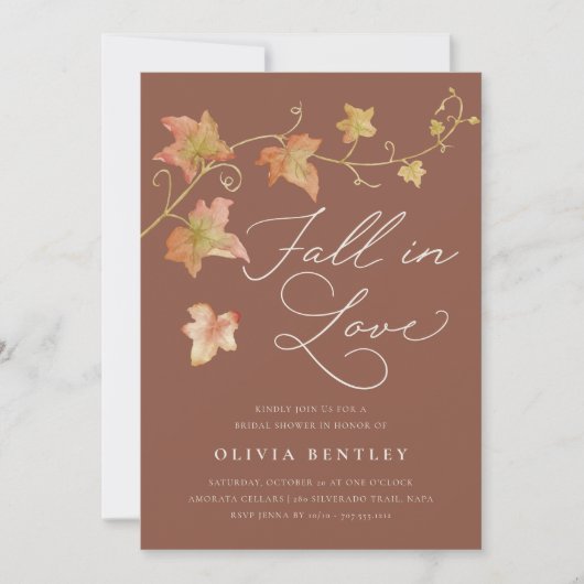 Invitation "Fall in Love" Double Sided QR Code Bridal Shower (Devant)