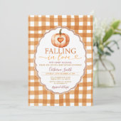 Invitation Fall in love Heart Pumpkin Baby shower Gingham (Debout devant)