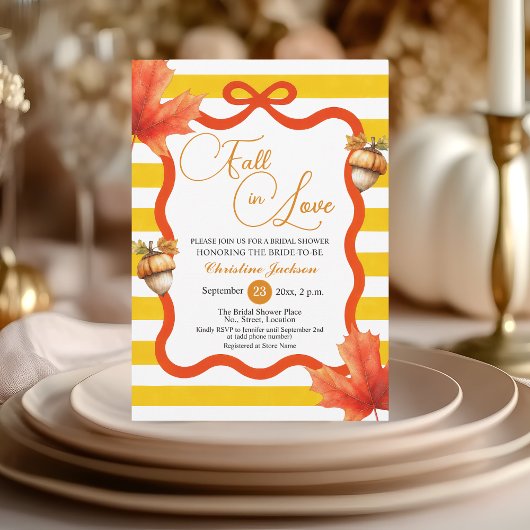 Invitation Fall in Love Maple Leaves Coquette Bridal Shower