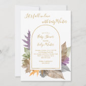 Invitation Fall in Love Octobre Feuille Élégant Baby shower (Devant)