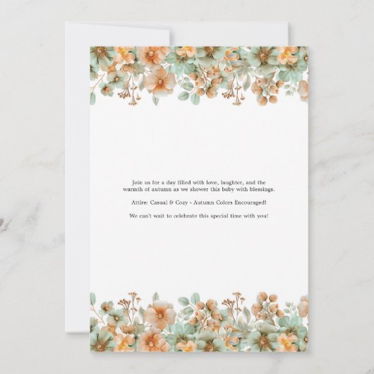 Invitation Fall In Love Petit Citrouille Baby shower d'automn (Dos)