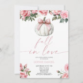 Invitation Fall In Love Pink Bow Pumpkin Floral Bridal Shower (Devant)