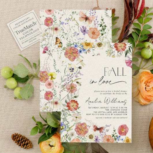 Invitation Fall In Love Pressed Wildflower Bridal Shower