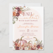 Invitation Fall in Love Pumpkin Burgundy Orange Baby Shower (Devant)