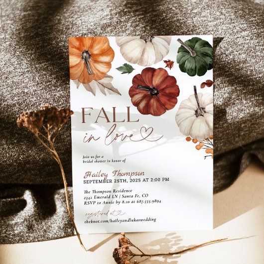 Invitation Fall In Love Rustic Boho Citrouille Fête des marié