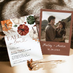 Invitation Fall In Love Rustic Boho Citrouille Fête des marié<br><div class="desc">Cette belle invitation à la douche nuptiale présente des citrouilles d'aquarelle peints à la main et une typographie moderne. Un moyen parfait d'invitation vos proches à votre journée spéciale! Modifiez facilement la plupart des termes pour correspondre à votre événement! Les couleurs de texte sont entièrement modifiables !</div>