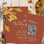 Invitation Fall in Love Rustic Foliage Autumn Mariage QR code<br><div class="desc">All In One Elegant Brown Elegant Brown Golden Yellow Autumn Foliage Mariage de automne Carte d'invitation avec code QR. Jolies invitations élégantes et modernes pour vos occasions spéciales ! Parfait pour la belle et apaisante saison automne! Aquarelle couleur brun foncé et jaune doré feuillage de l'automne encadre le haut des...</div>