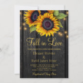 Invitation Fall in Love Rustic tournesol couples en bois douc (Devant)