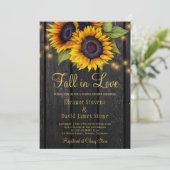 Invitation Fall in Love Rustic tournesol couples en bois douc (Debout devant)
