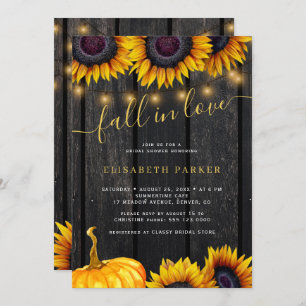 Invitation Fall in Love rustique fleurie grange bois douche n