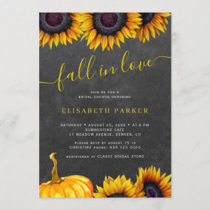 Invitation Fall in Love rustique floral citrouille douche nup