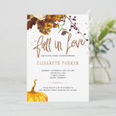 Invitation Fall in Love rusty floral moderne nuptiale douche (Debout devant)