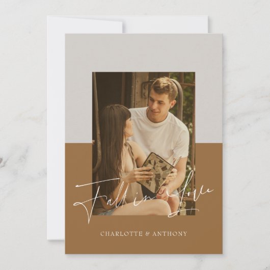 Invitation Fall in Love Script : Modern Chic Photo Mariage (Devant)