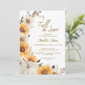 Invitation Fall In Love Sunflowers Pumpkin Boho Bridal Shower (Debout devant)