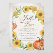 Invitation Fall in Love Sunflowers & Pumpkins fall engagement (Devant / Derrière)