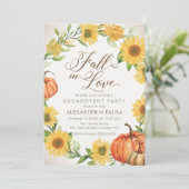 Invitation Fall in Love Sunflowers & Pumpkins fall engagement (Debout devant)
