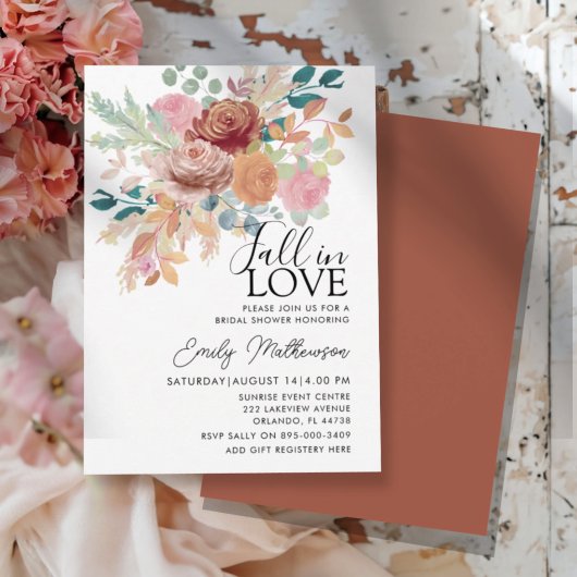 Invitation Fall In Love Terracotta & Blush bridal Shower