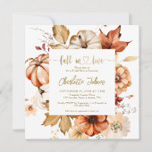 Invitation Fall In Love  Terracotta Gold Floral Bridal Shower (Devant)