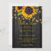 Invitation Fall in Love tournesols mariage campagnard rustiqu (Devant)