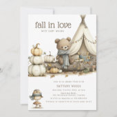Invitation Fall In Love Woodland Bear Baby Shower (Devant)